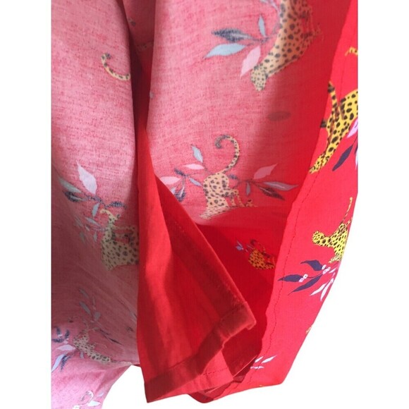 Leota Midi Dress Women's Size 1X Red Cheetahs Long Sleeve Cotton Blend - Picture 5 of 7